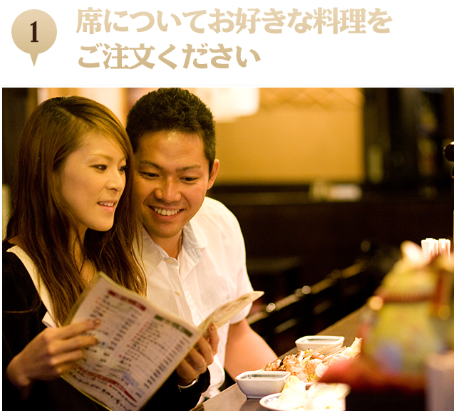 1．席についてお好きな料理を